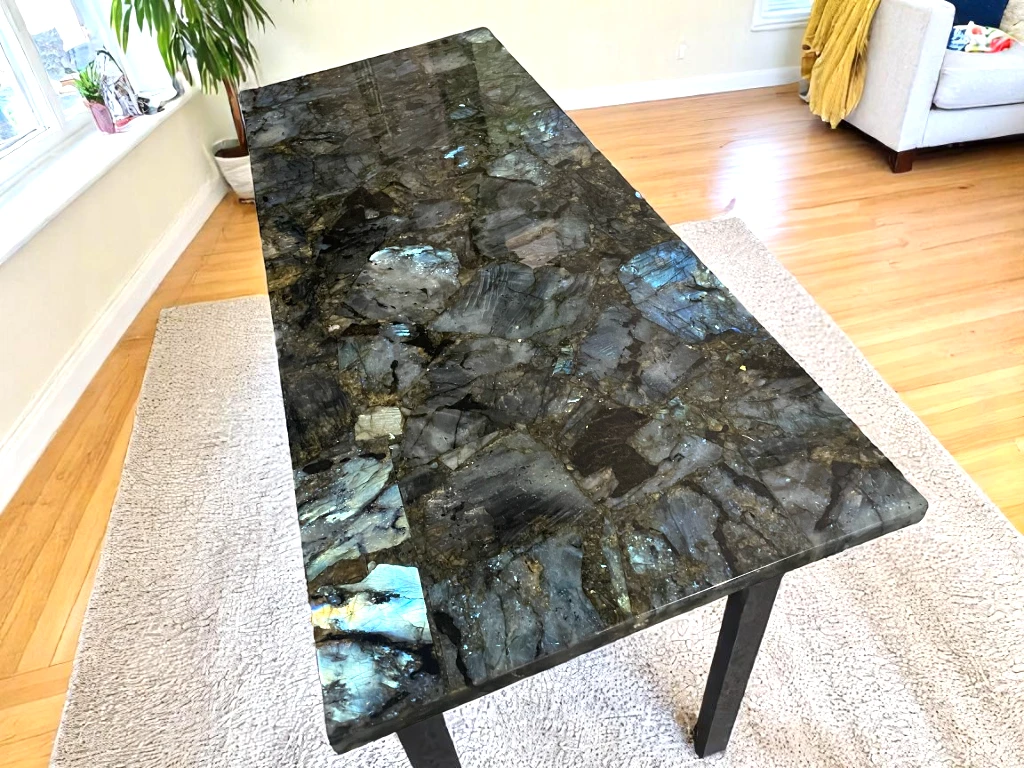  Labradorite Stone Dining Table Top for Conference Room Centerpiece 
